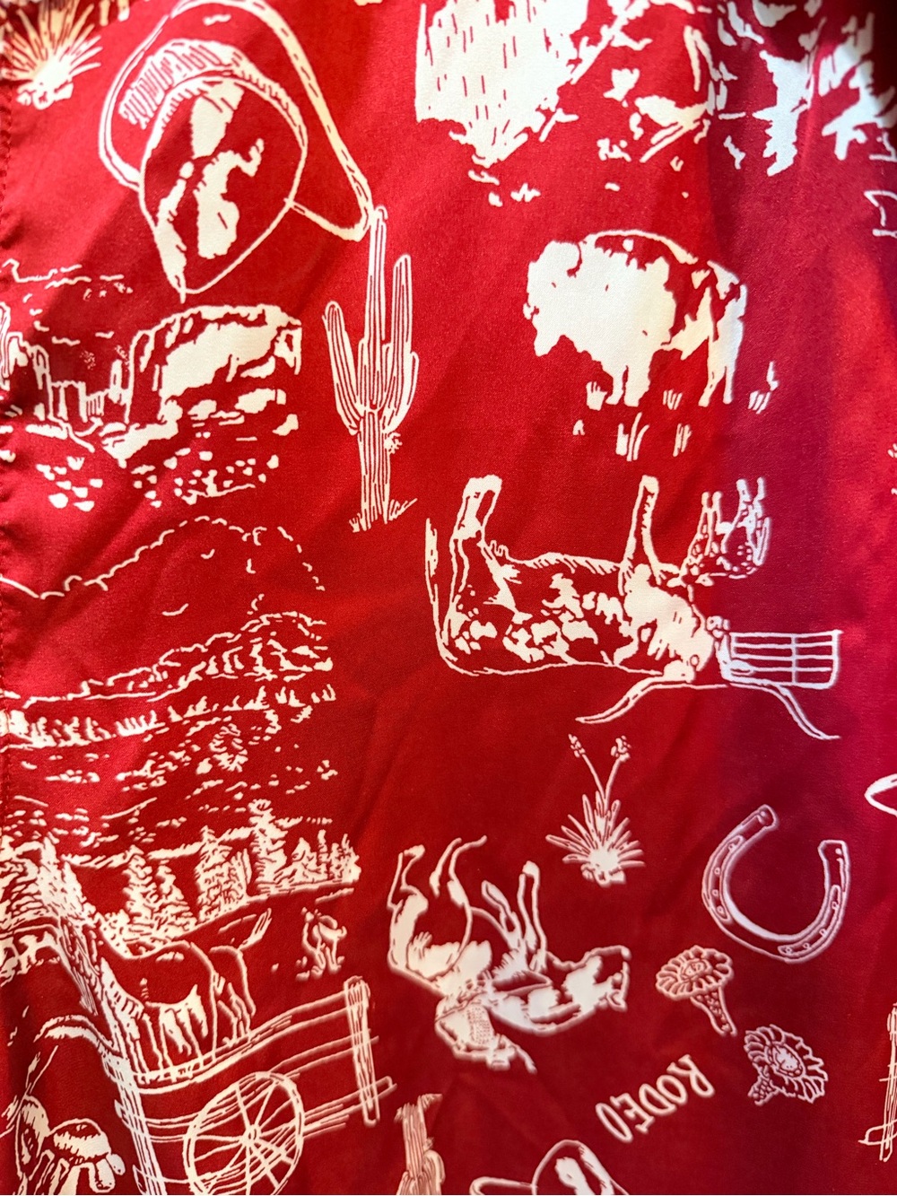 Vintage Red Western Print Button-Up Shirt Oversized with flaws - Picture 4 of 9